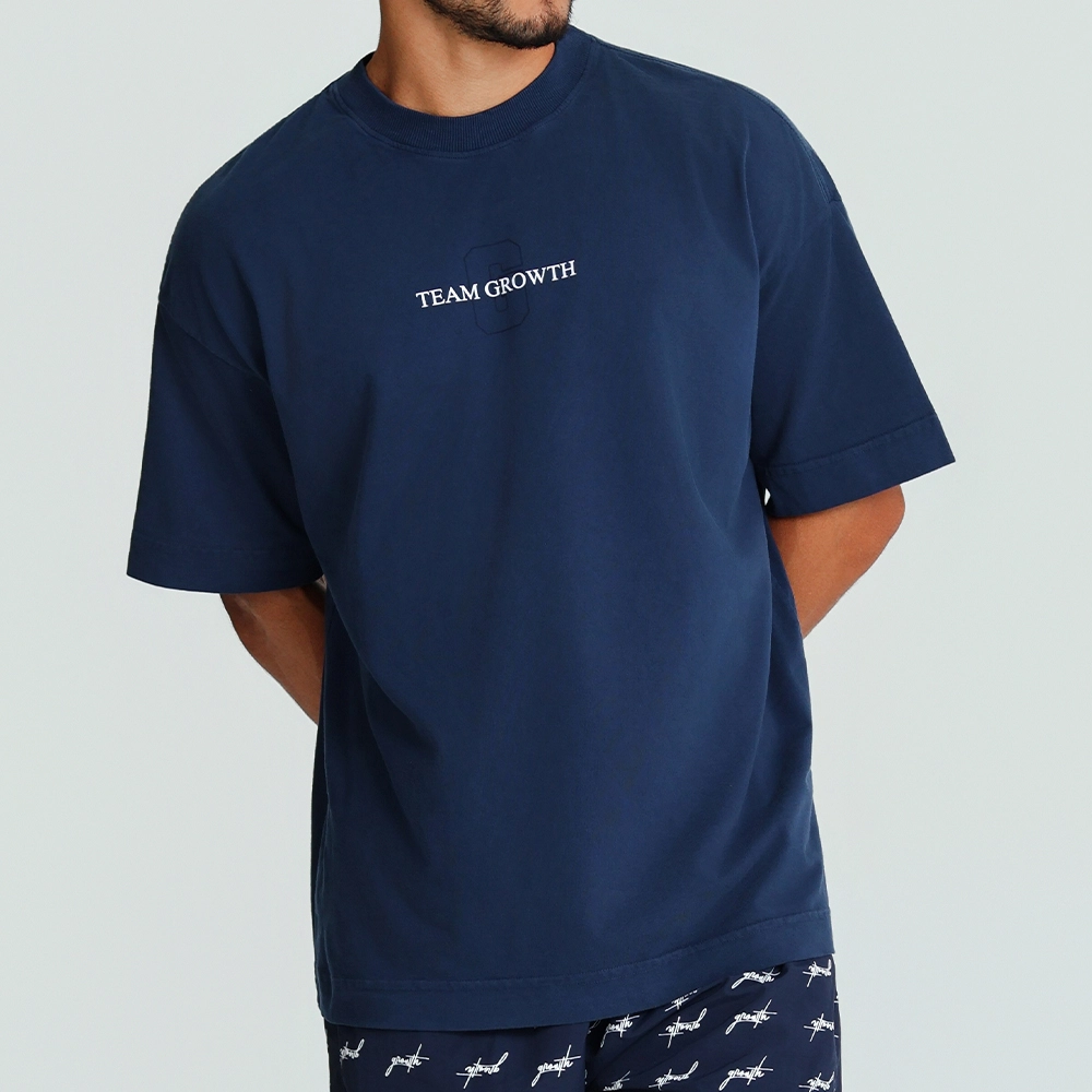 Camiseta Growth Oversized Always Earned azul marinho