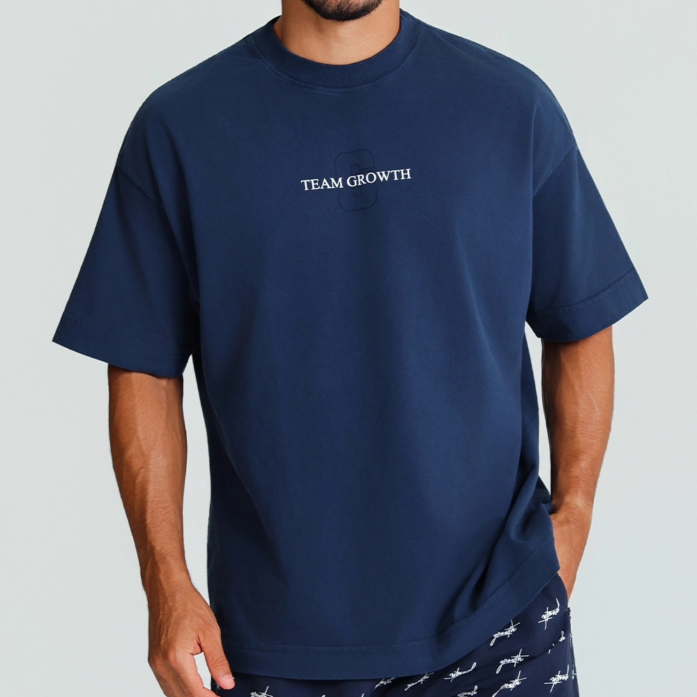 Camiseta Growth Oversized Always Earned azul marinho