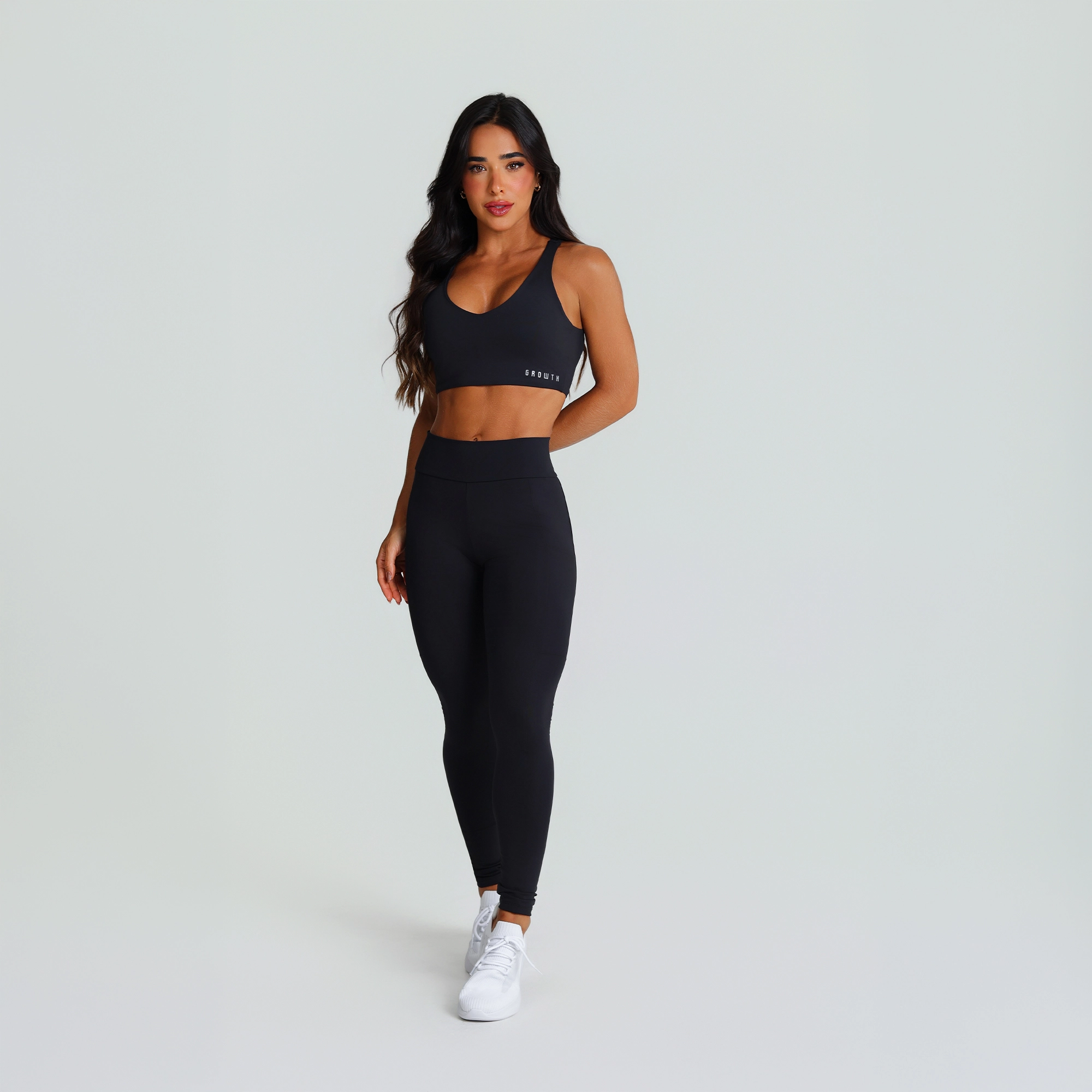 Top Growth Tiras Cruzadas Costas Preto