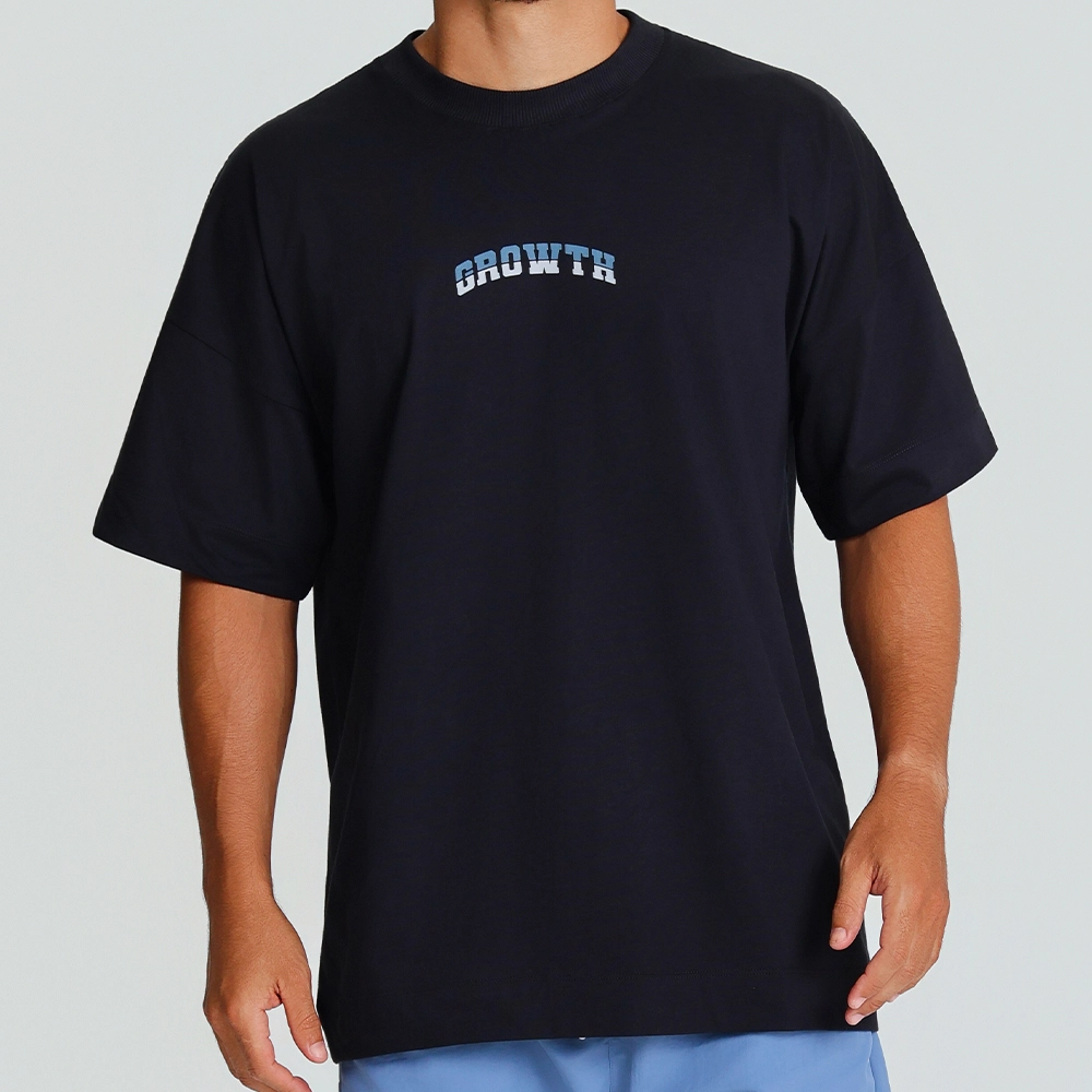 Camiseta Growth Oversized Duo Logo Azul com cinza