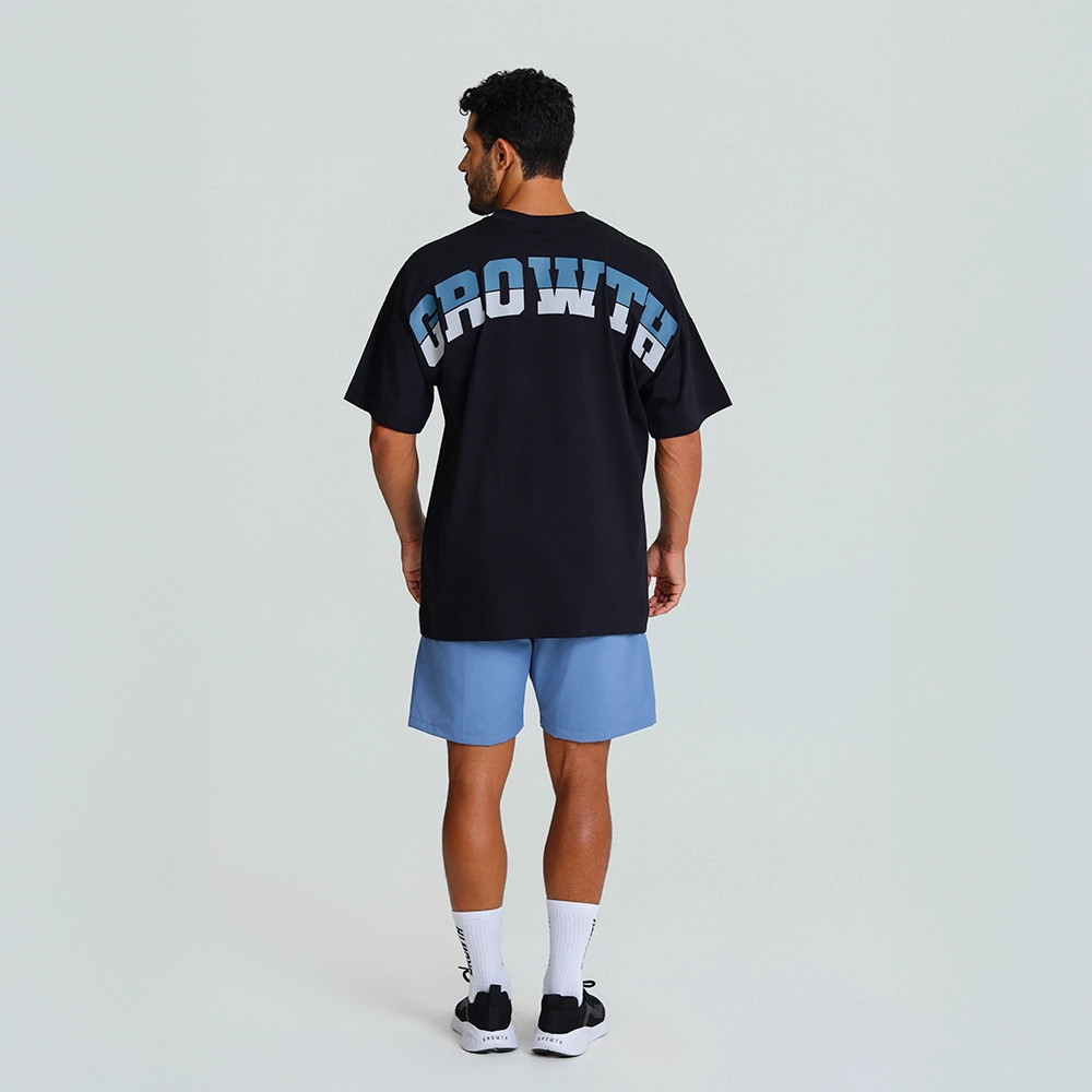 Camiseta Growth Oversized Duo Logo Azul com cinza