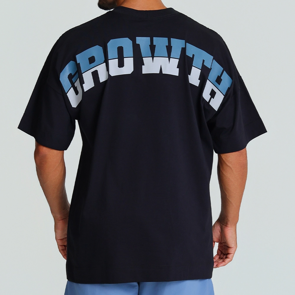 Camiseta Growth Oversized Duo Logo Azul com cinza