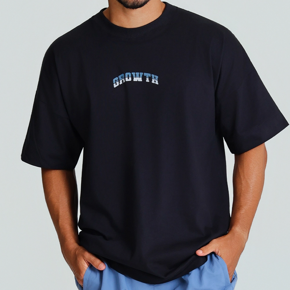 Camiseta Growth Oversized Duo Logo Azul com cinza