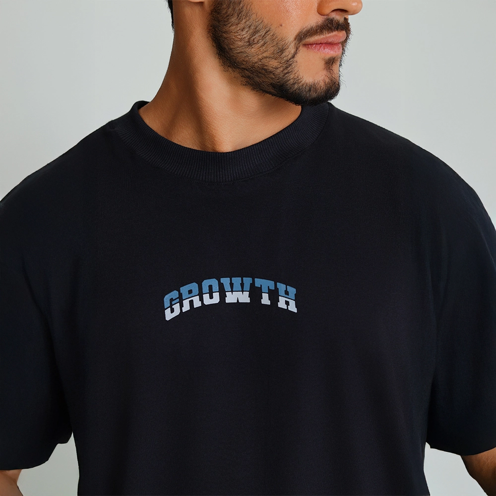 Camiseta Growth Oversized Duo Logo Azul com cinza