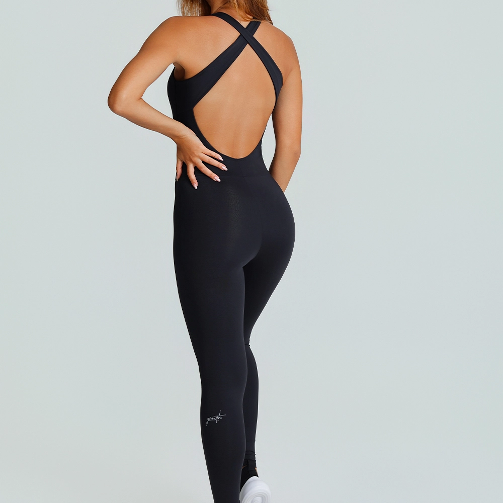 Macacão Growth Longo Costas Cruzadas Preto