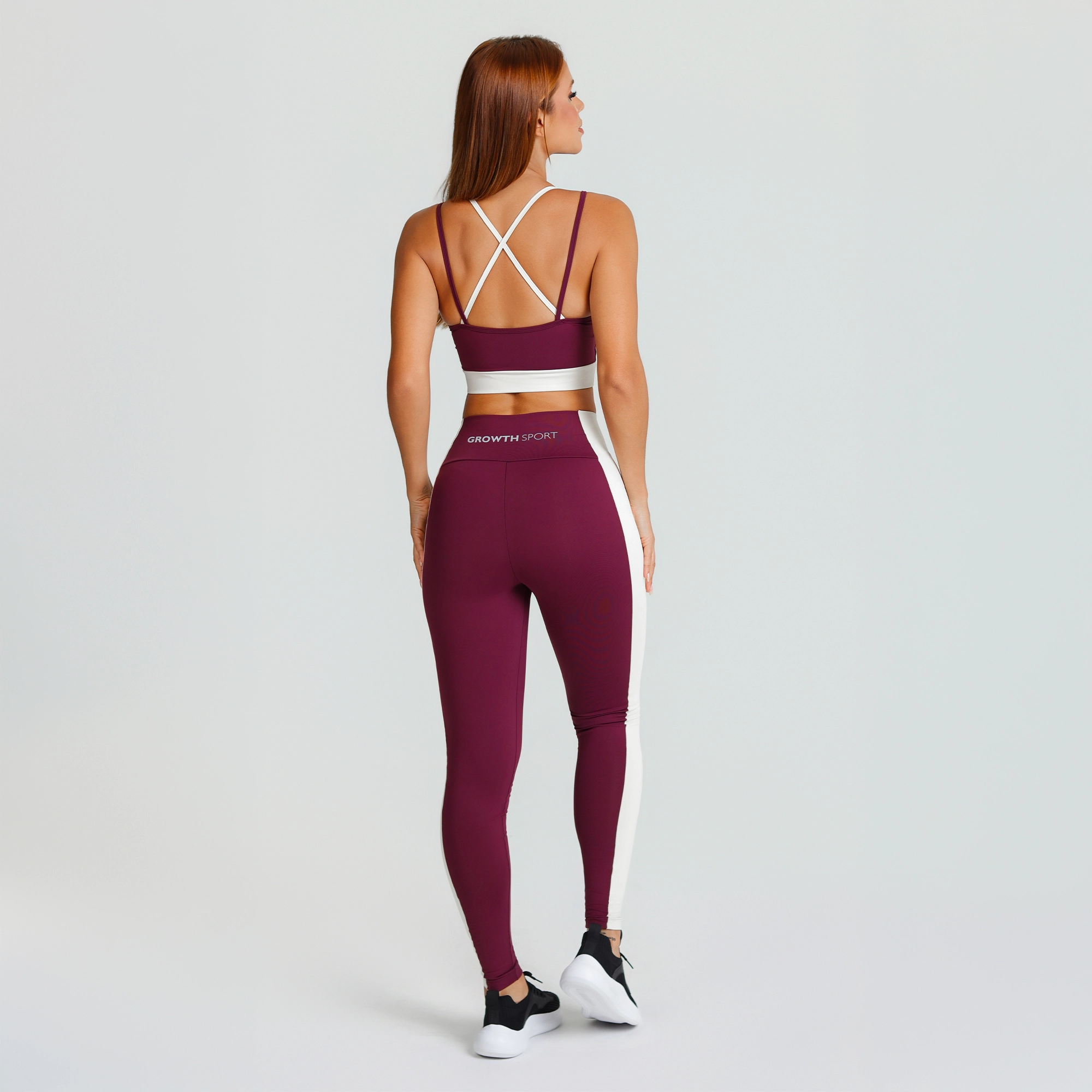 Legging Growth Lateral Contrastante Vinho