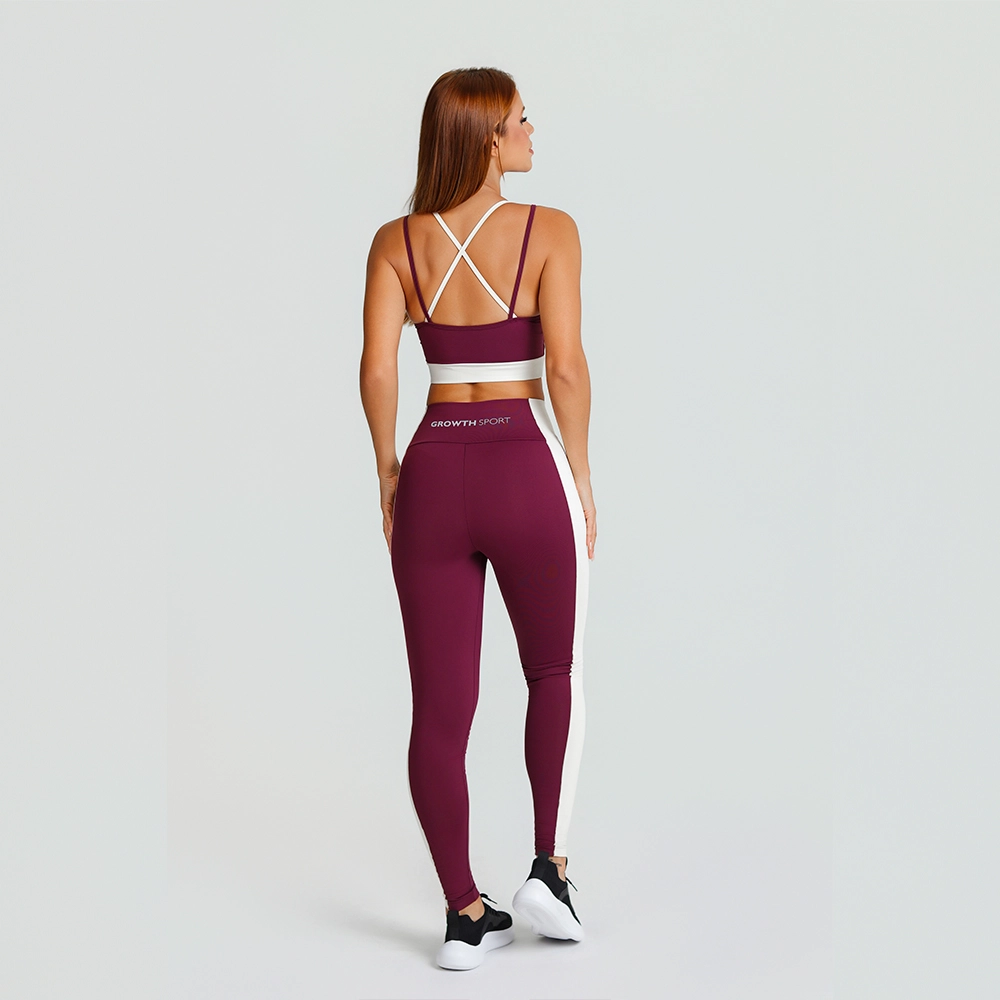 Top Growth Tiras Cruzadas Alças Contrastantes Vinho