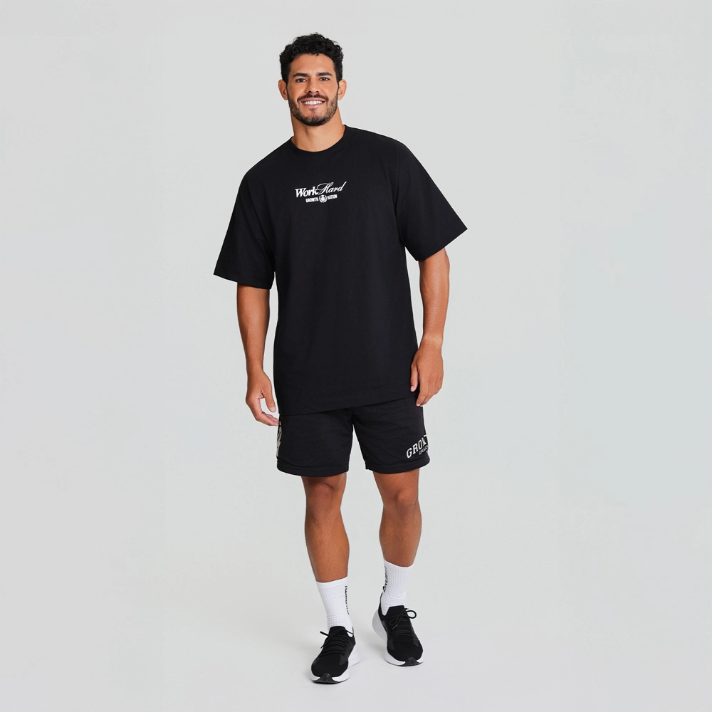 Camiseta Oversized Growth Work Hard Preto 