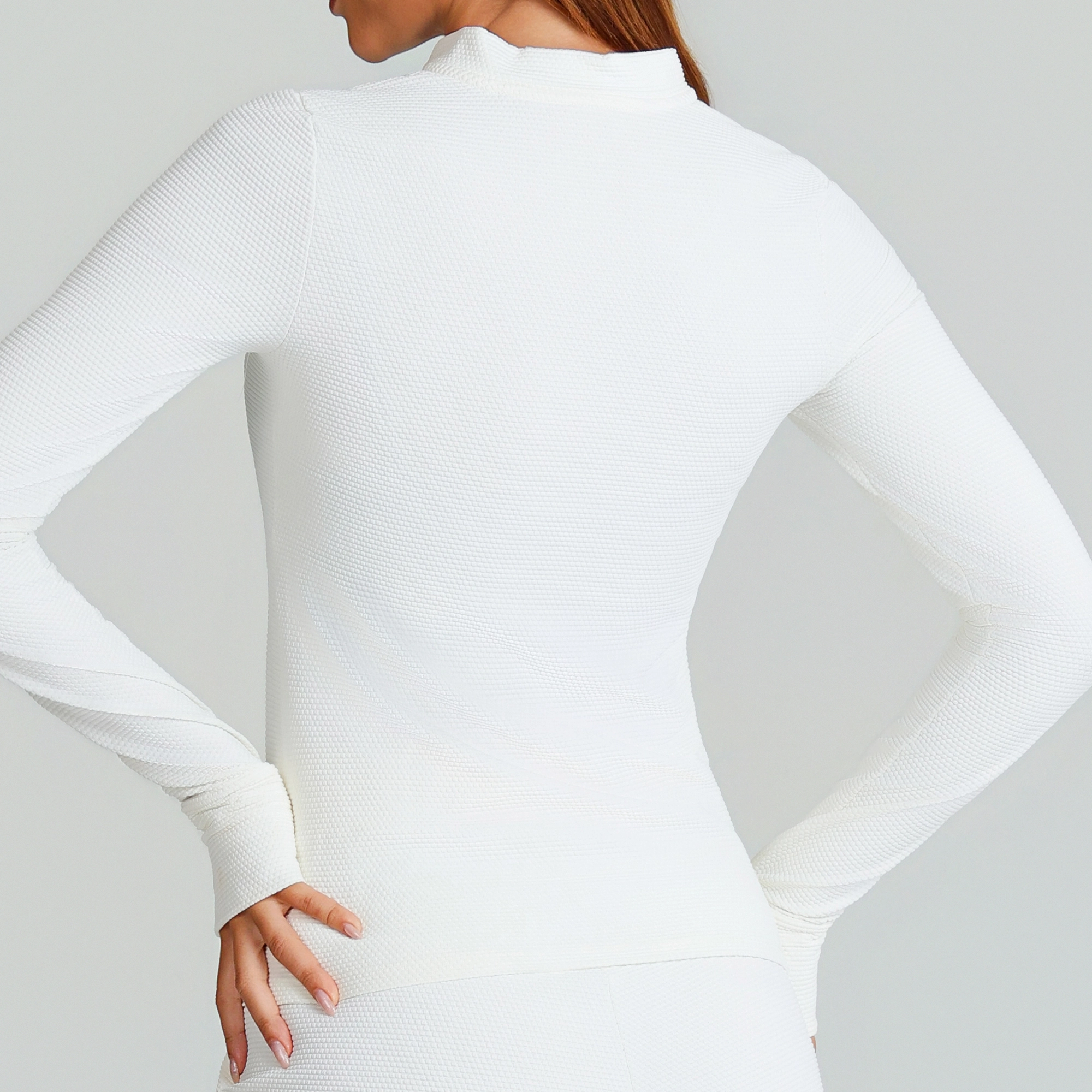 Jaqueta Growth Ziper Malha Texturizada Off White