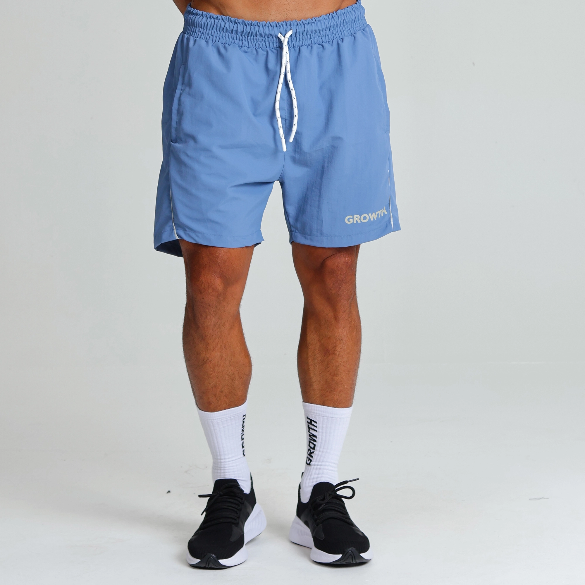 Short Banho Growth Azul Detalhes Cinza