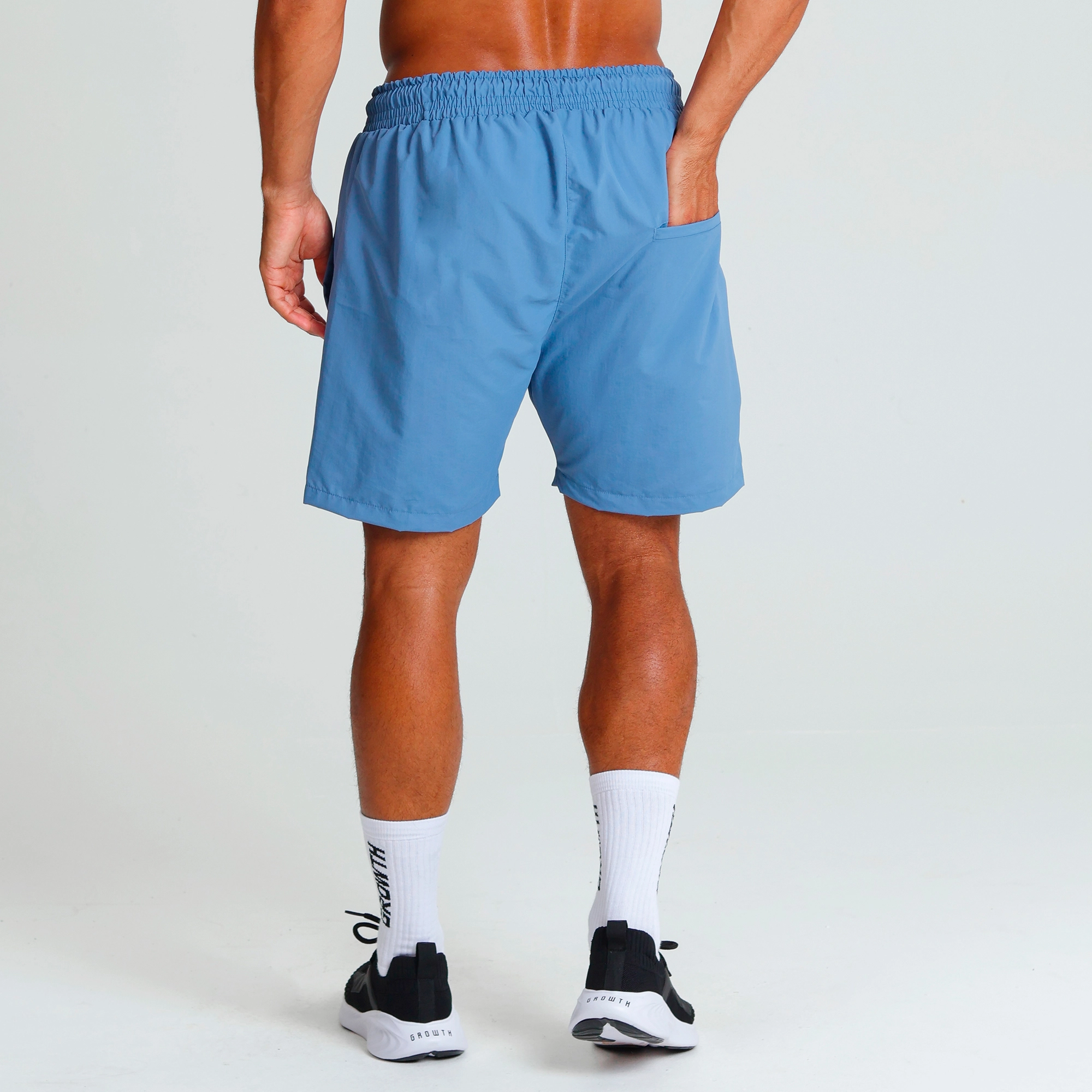 Short Banho Growth Azul Detalhes Cinza