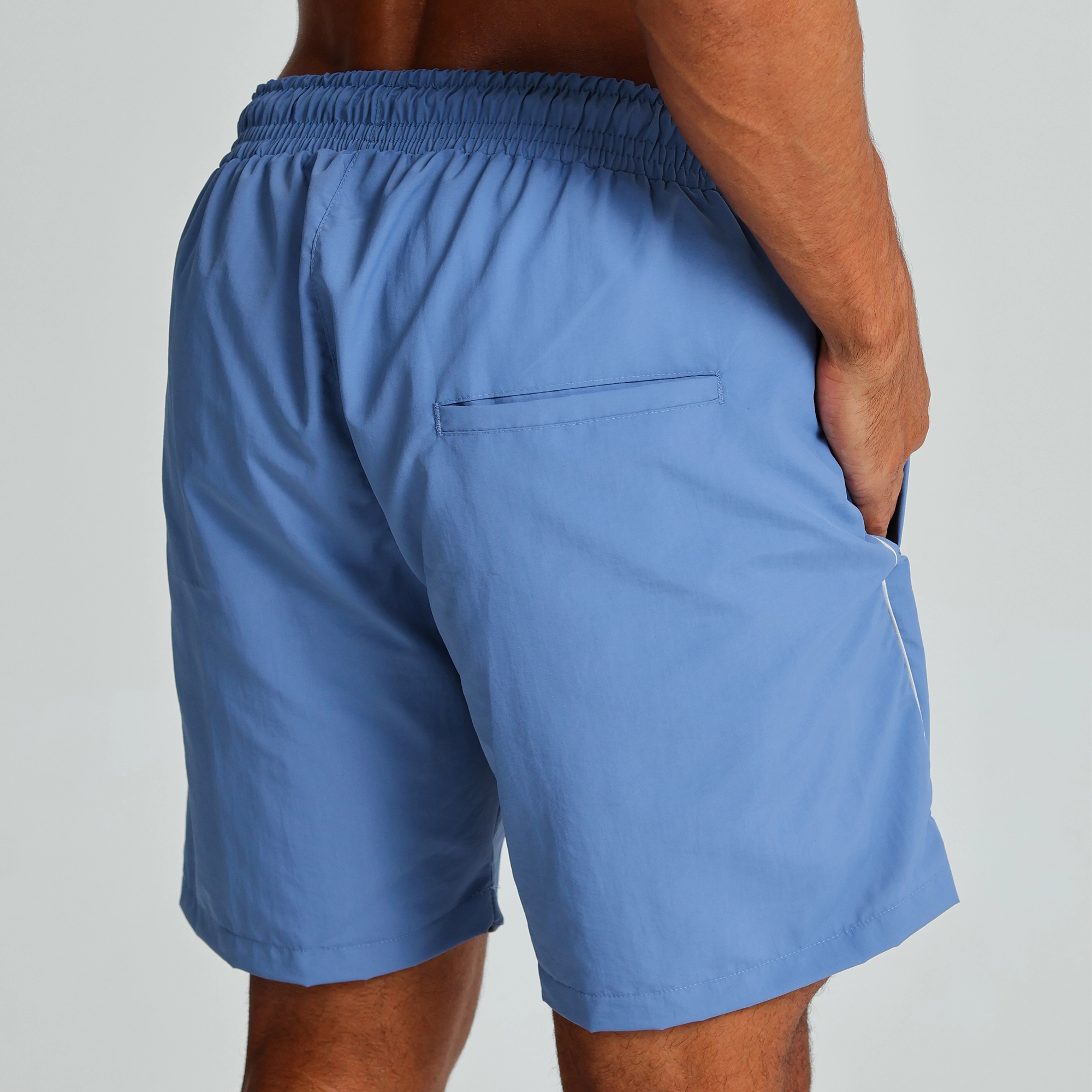 Short Banho Growth Azul Detalhes Cinza