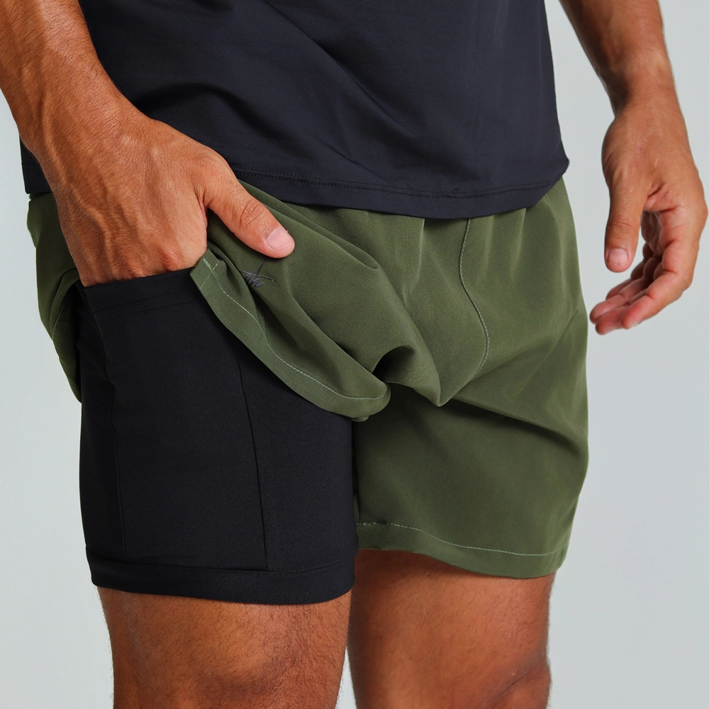 Bermuda laterais verde militar