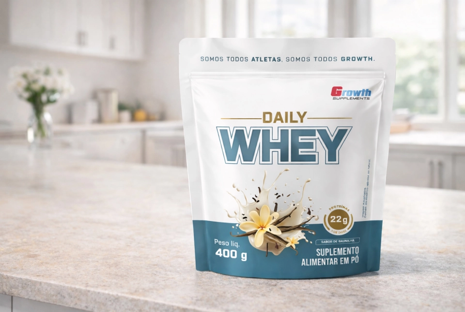 GROWTH SUPPLEMENTS - Imagem ilustrativa Daily Whey na cozinha