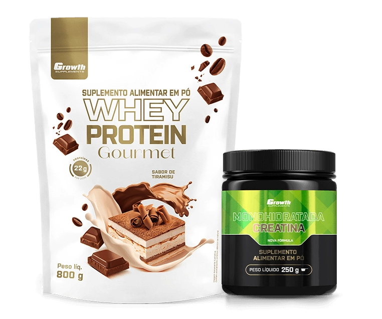 Foto do produto KIT WHEY GOURMET 800G E CREATINA MONOHIDRATADA 250G