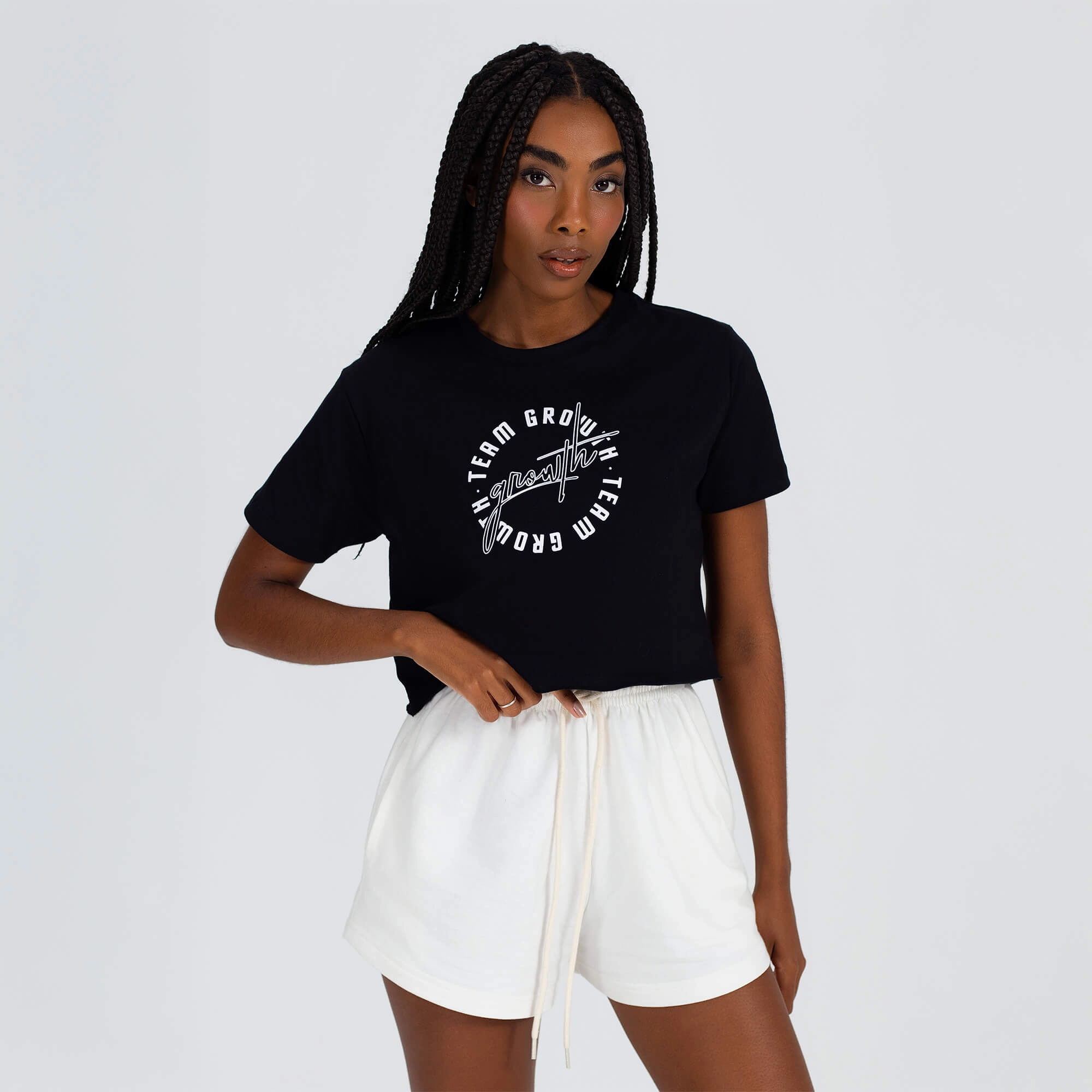 Camiseta Cropped Growth silk local preto