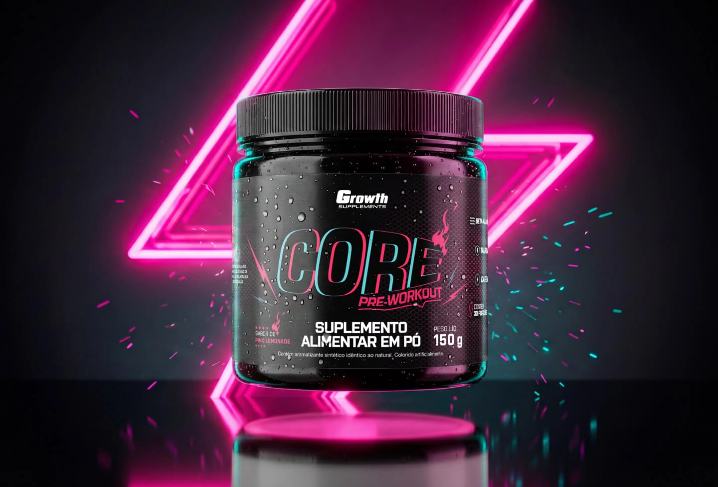 GROWTH SUPPLEMENTS - Imagem ilustrativa Pré-treino Core Pré-Workout sabor Pink Lemonade