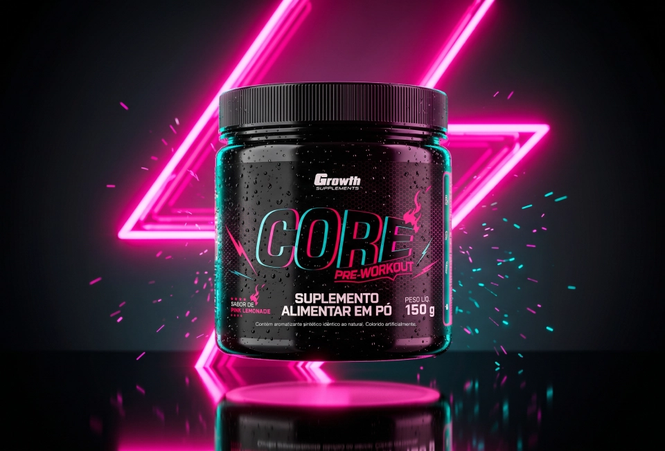 GROWTH SUPPLEMENTS - Imagem ilustrativa Pré-treino Core Pré-Workout sabor Pink Lemonade