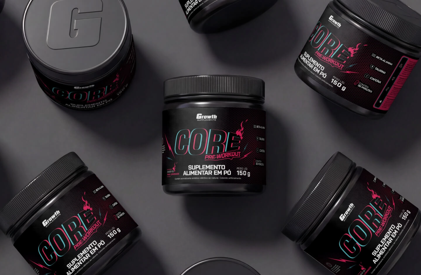 GROWTH SUPPLEMENTS - Imagem ilustrativa Pré-treino Core Pré-Workout sabor Pink Lemonade