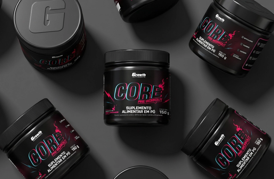 GROWTH SUPPLEMENTS - Imagem ilustrativa Pré-treino Core Pré-Workout sabor Pink Lemonade