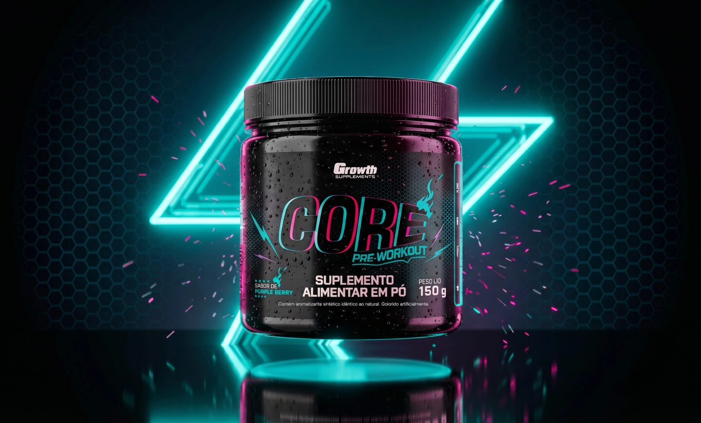 GROWTH SUPPLEMENTS - Imagem ilustrativa Pré-treino Core Pré-Workout sabor Purple Berry