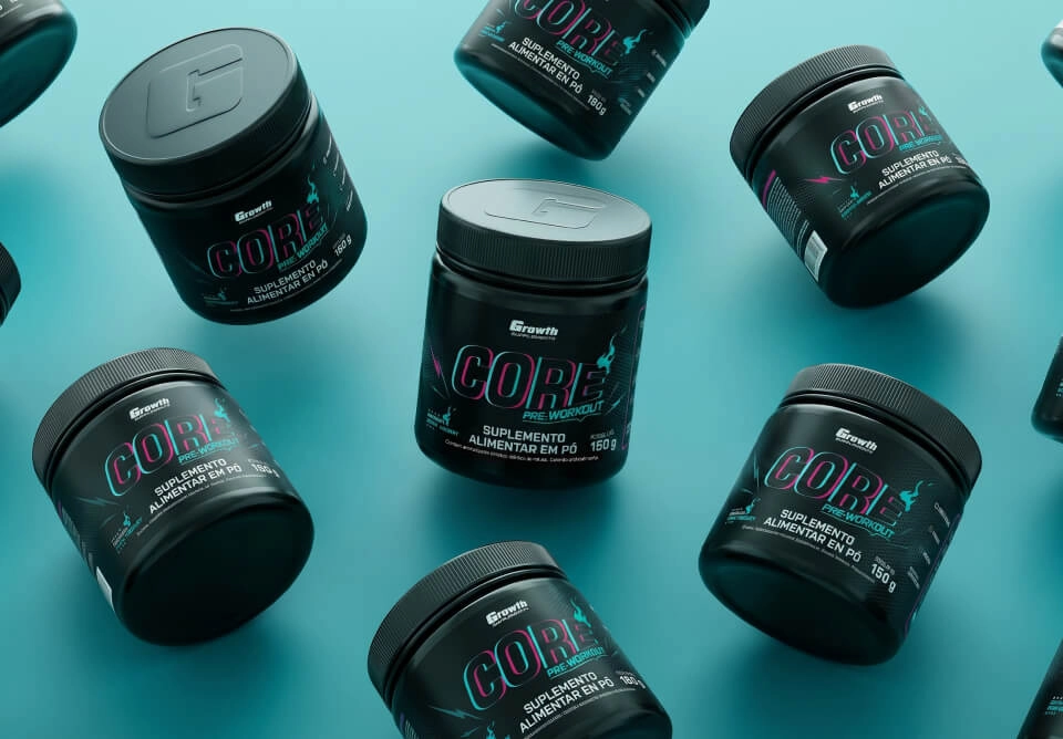 GROWTH SUPPLEMENTS - Imagem ilustrativa Pré treino Core Pré-Workout sabor Purple Berry