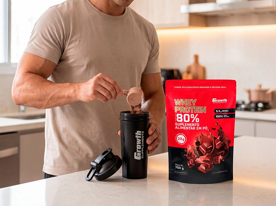 IMAGEM ILUSTRATIVA - WHEY PROTEIN CONCENTRADO 750G SABOR CHOCOLATE - GROWTH SUPPLEMENTS