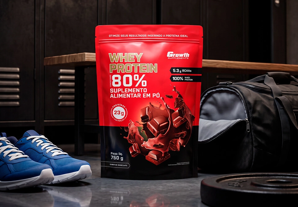 IMAGEM ILUSTRATIVA - WHEY PROTEIN CONCENTRADO 750G SABOR CHOCOLATE - GROWTH SUPPLEMENTS