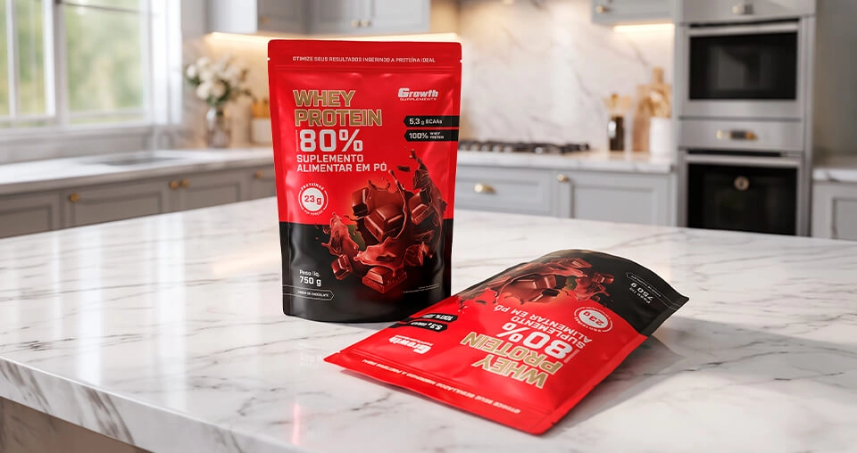 IMAGEM ILUSTRATIVA - WHEY PROTEIN CONCENTRADO 750G SABOR CHOCOLATE - GROWTH SUPPLEMENTS