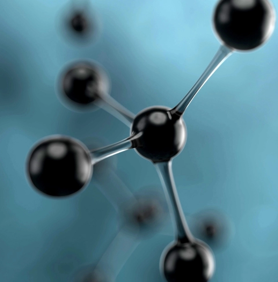 GROWTH SUPPLEMENTS - IMAGEM ILUSTRATIVA DE UMA MOLECULA PRETA